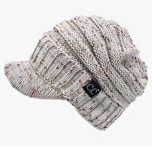 C.C Warm Oversized Chunky Soft Oversized Ribbed Slouchy Knit Hat with Visor Brim